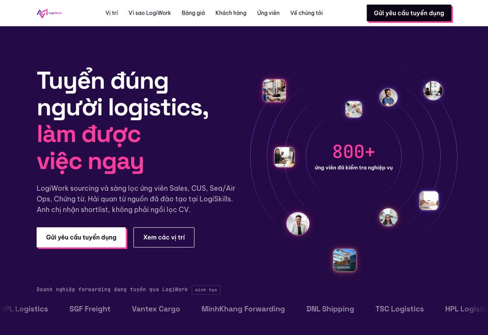 Trang chủ website LogiWork tại logiwork.co